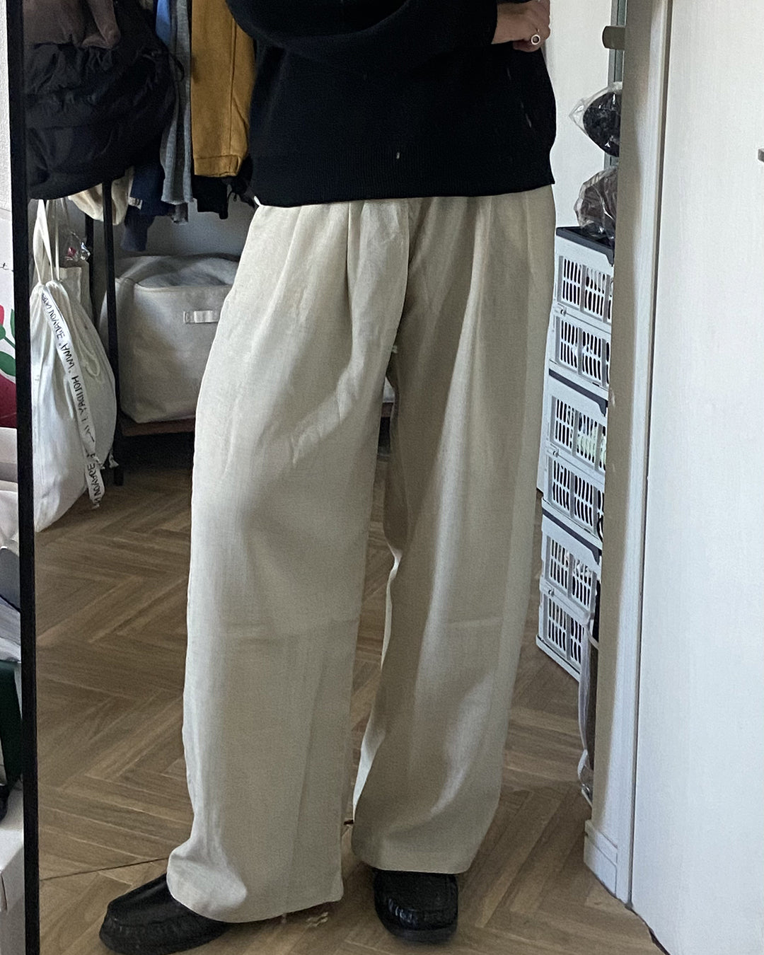 リネンライクワイドストレートパンツ KJ0017