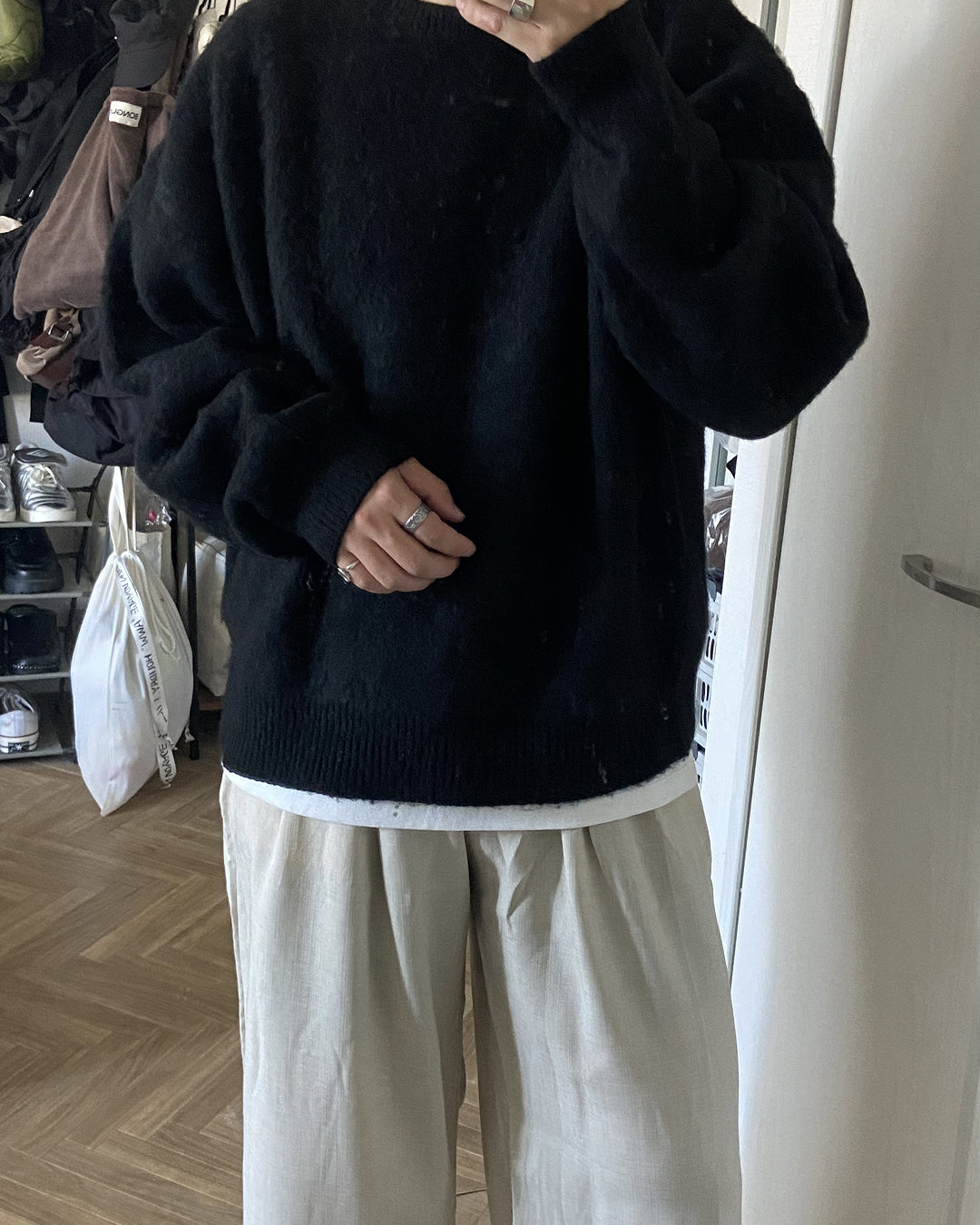 リネンライクワイドストレートパンツ KJ0017