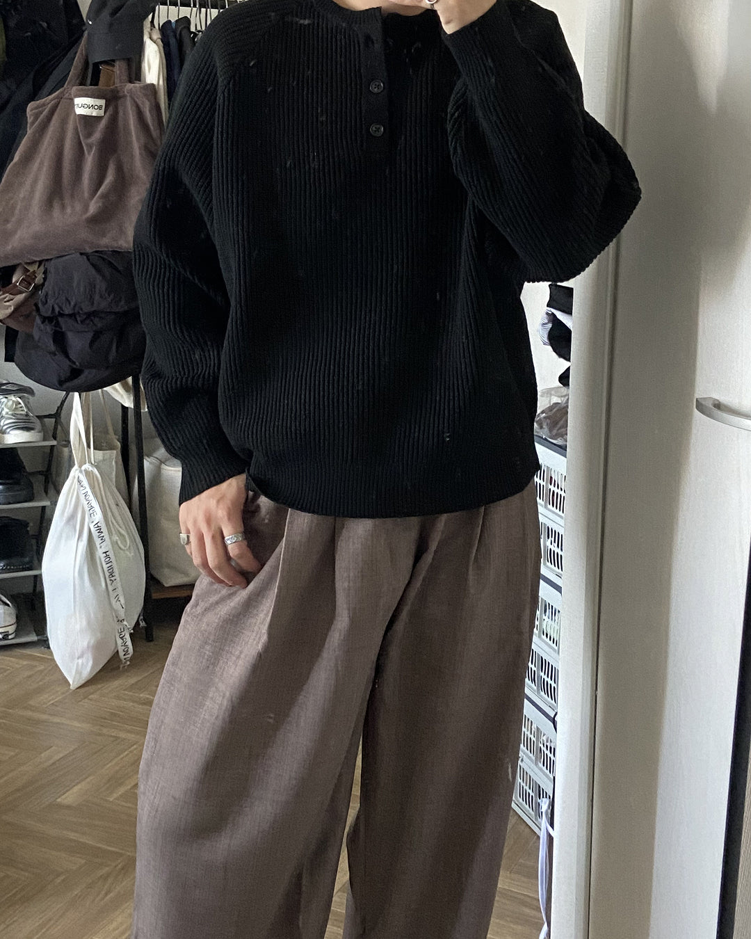 リネンライクワイドストレートパンツ KJ0017