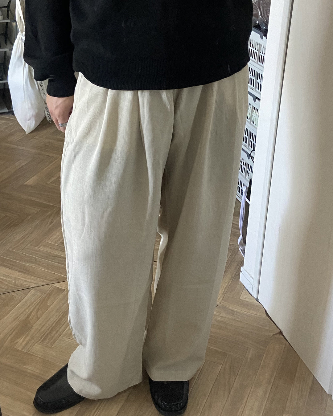 リネンライクワイドストレートパンツ KJ0017
