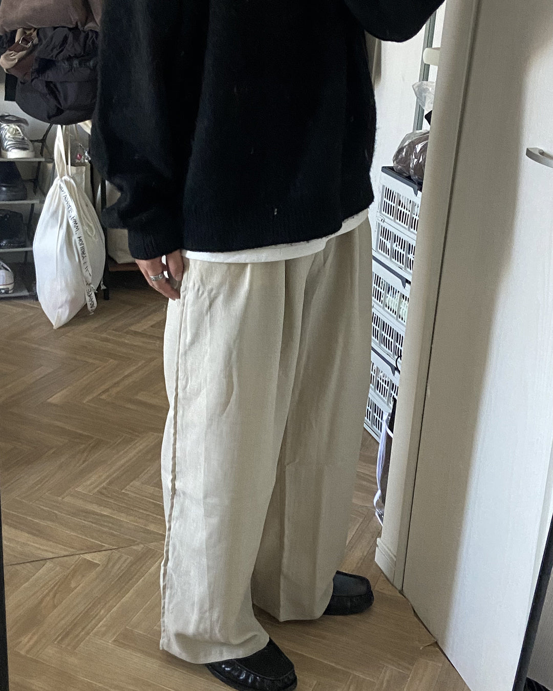 リネンライクワイドストレートパンツ KJ0017