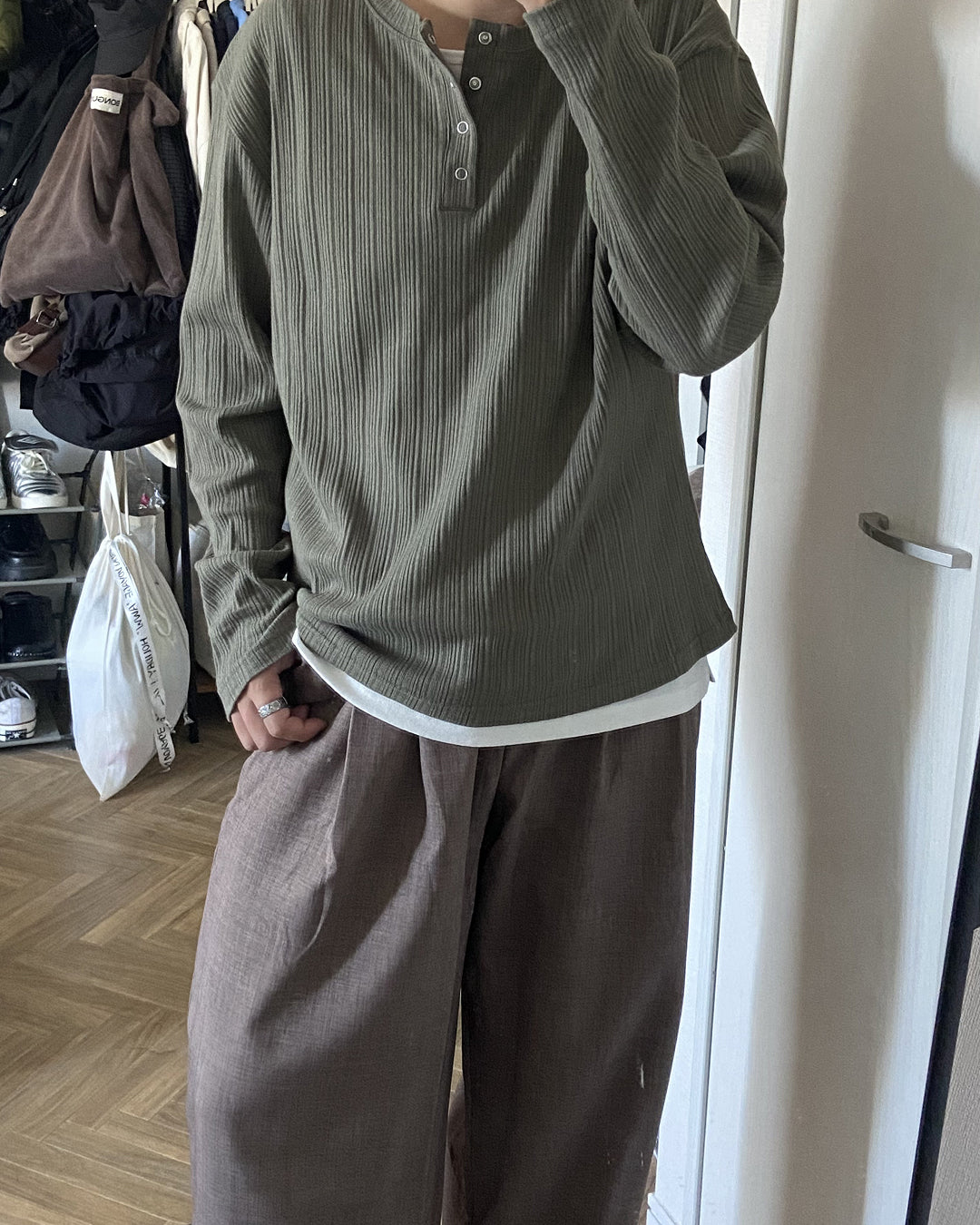 リネンライクワイドストレートパンツ KJ0017