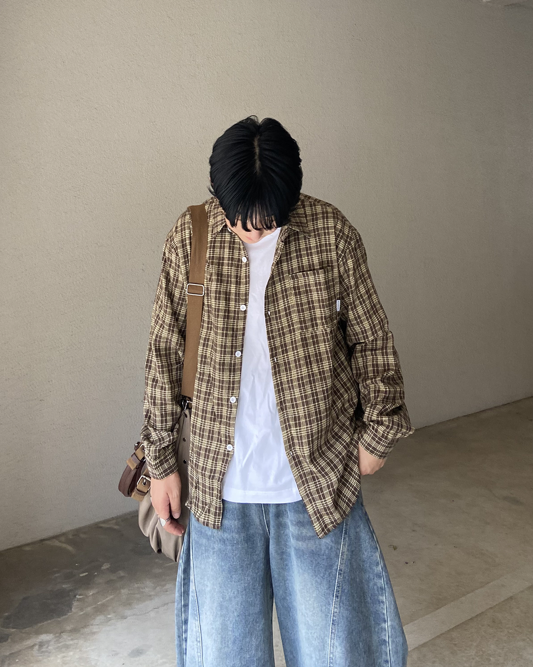 チェックコントラストロングスリーブシャツ KJ0024