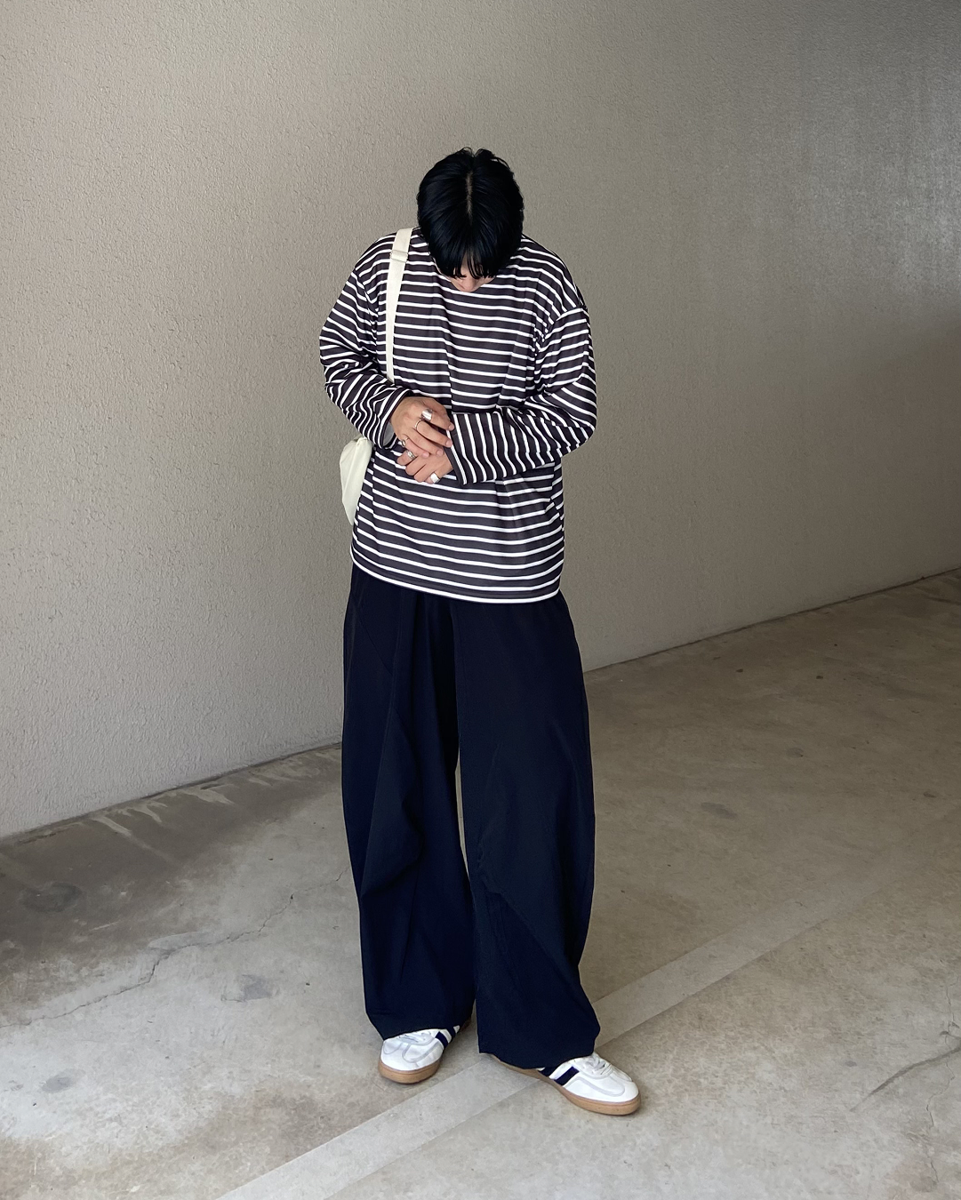 スモールネックラインストライプトップス KJ0028