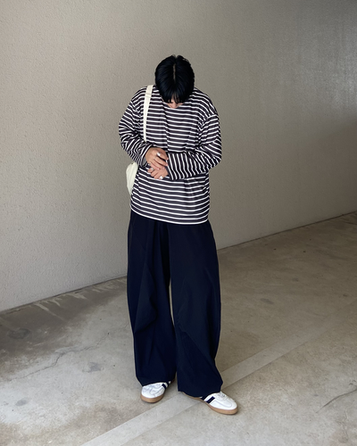 スモールネックラインストライプトップス KJ0028