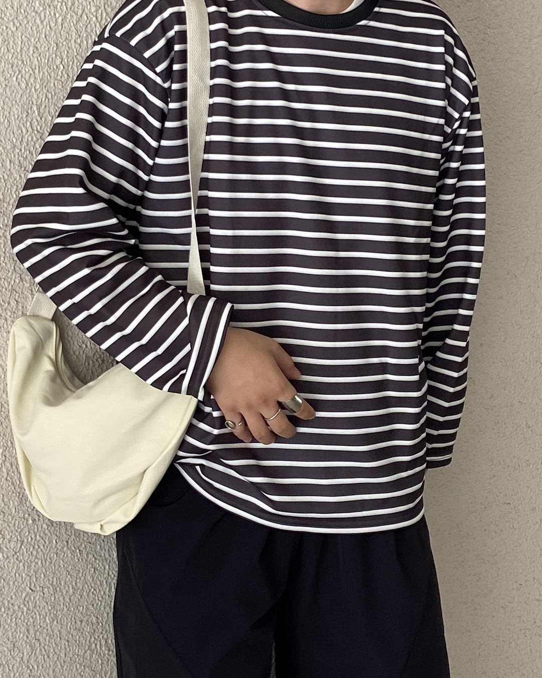 スモールネックラインストライプトップス KJ0028