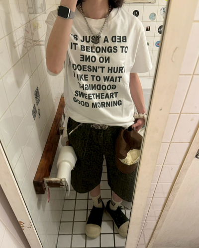 【即納】レタリングプリントTシャツ KM1011