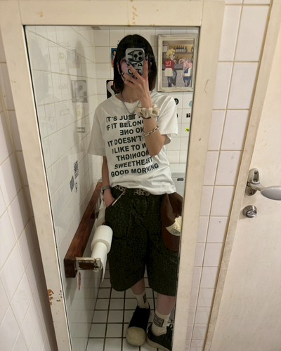 【即納】レタリングプリントTシャツ KM1011
