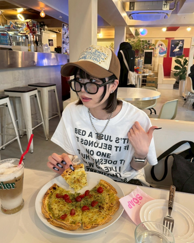 【即納】レタリングプリントTシャツ KM1011