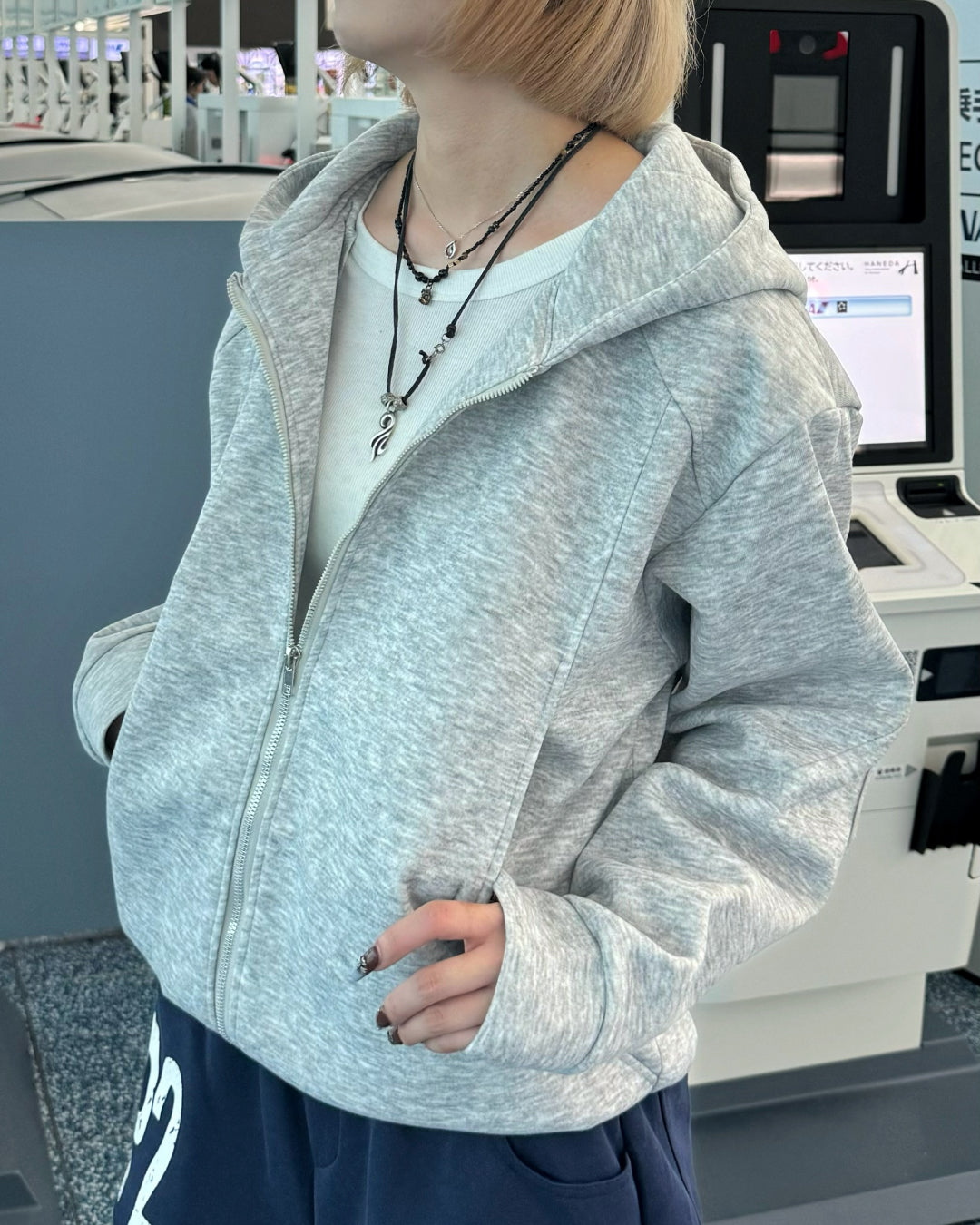 デザインダブルジップパーカー KM1215