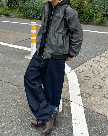 フェイクツーピースブラックジャケット KM1222