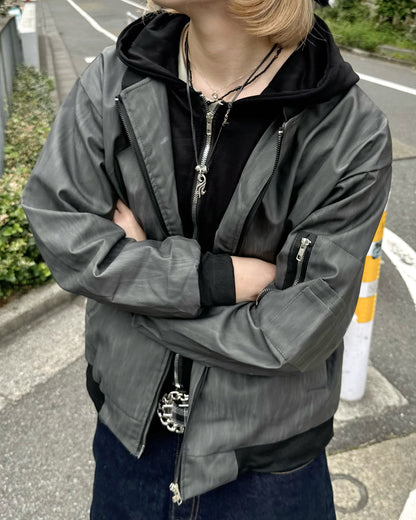 フェイクツーピースブラックジャケット KM1222