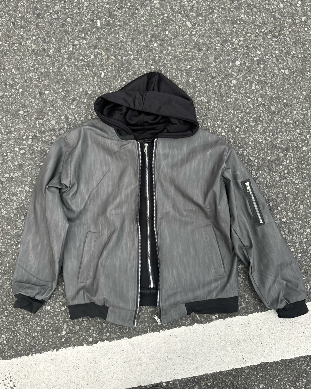 フェイクツーピースブラックジャケット KM1222