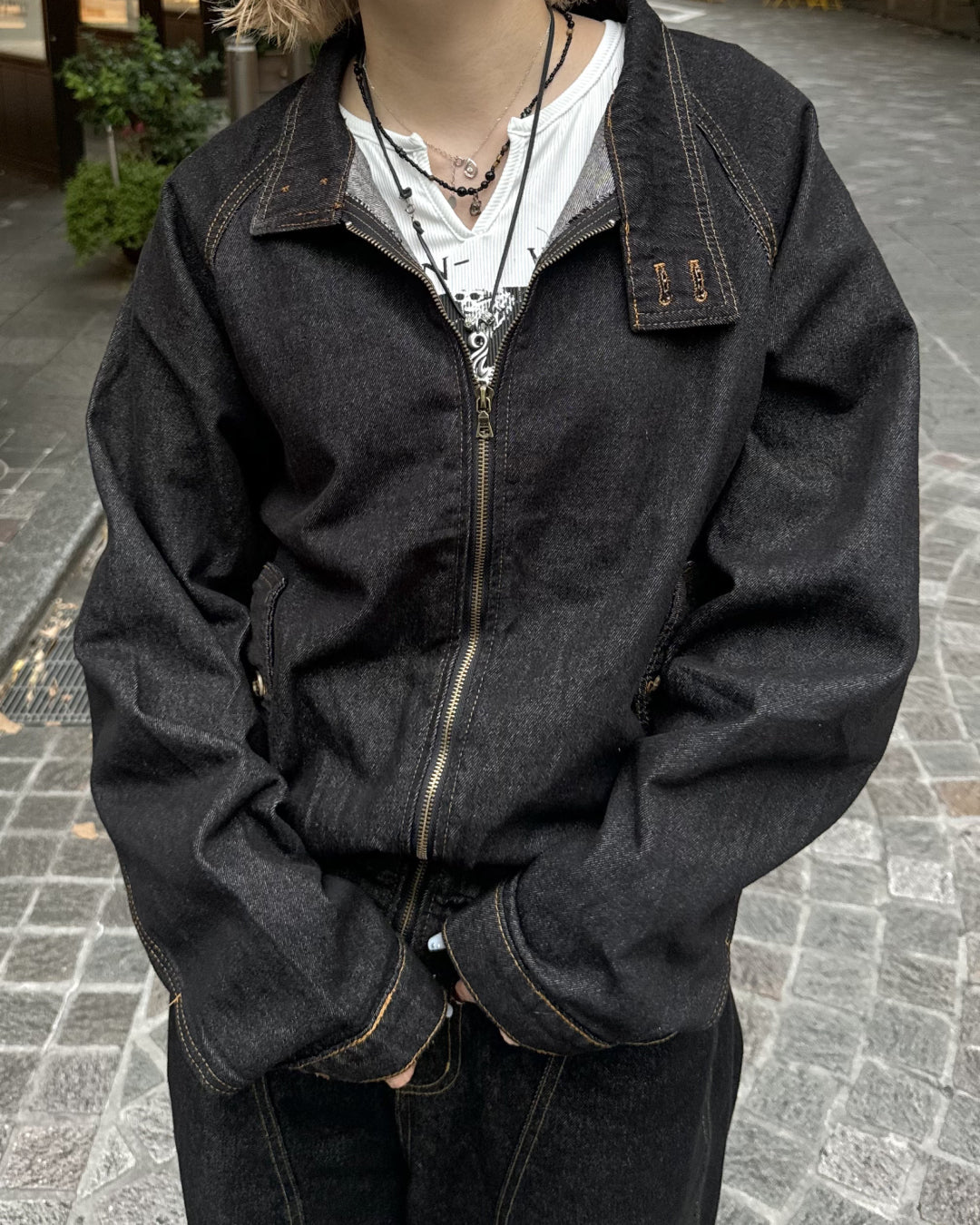 ★プロフ必読★ヨリ　デニムジャケット チマヨタペストリーとカモメプリントリバーシブルボクシーデニム