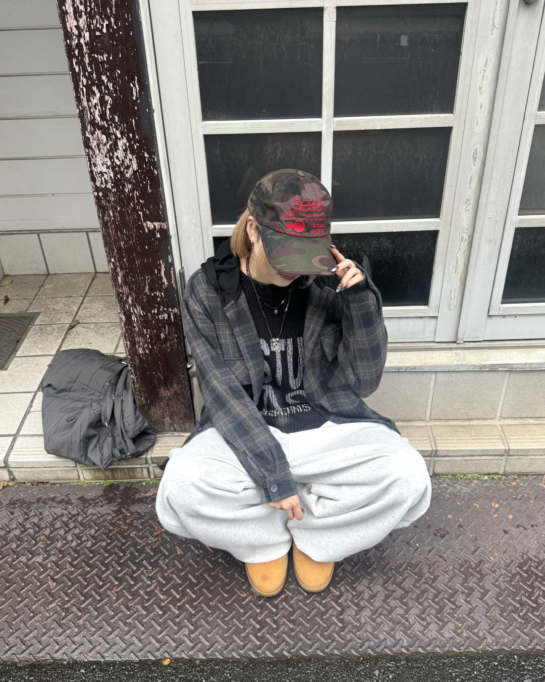 フードチェックシャツ KM1233