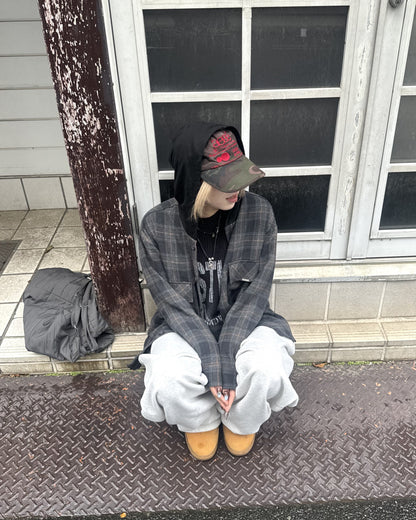 フードチェックシャツ KM1233