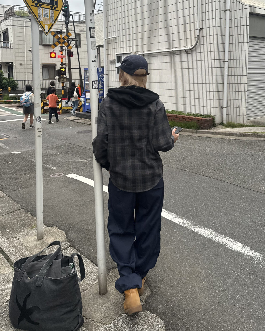 フードチェックシャツ KM1233