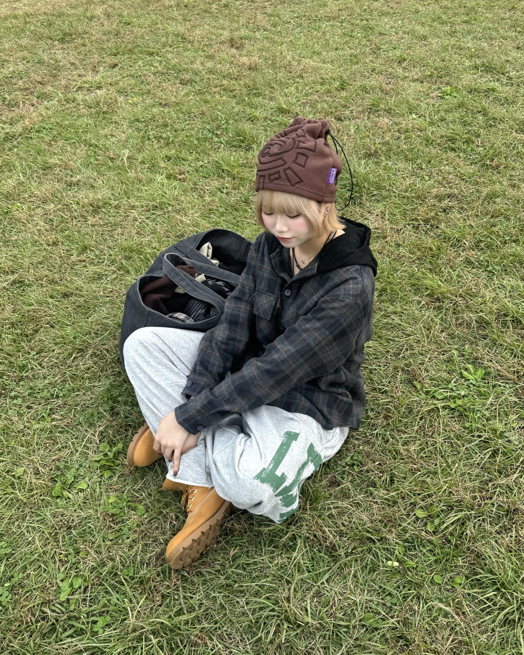 フードチェックシャツ KM1233