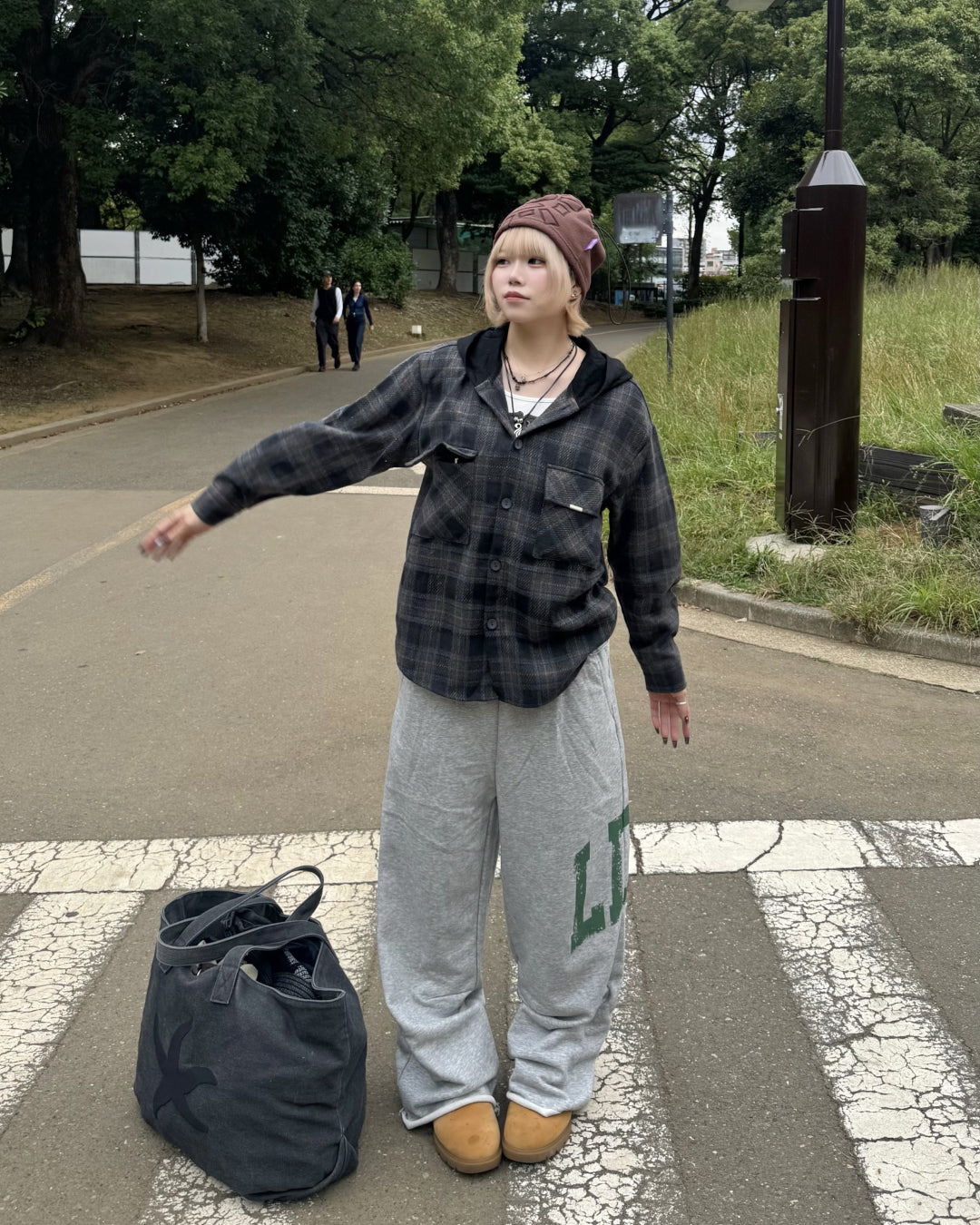 フードチェックシャツ KM1233