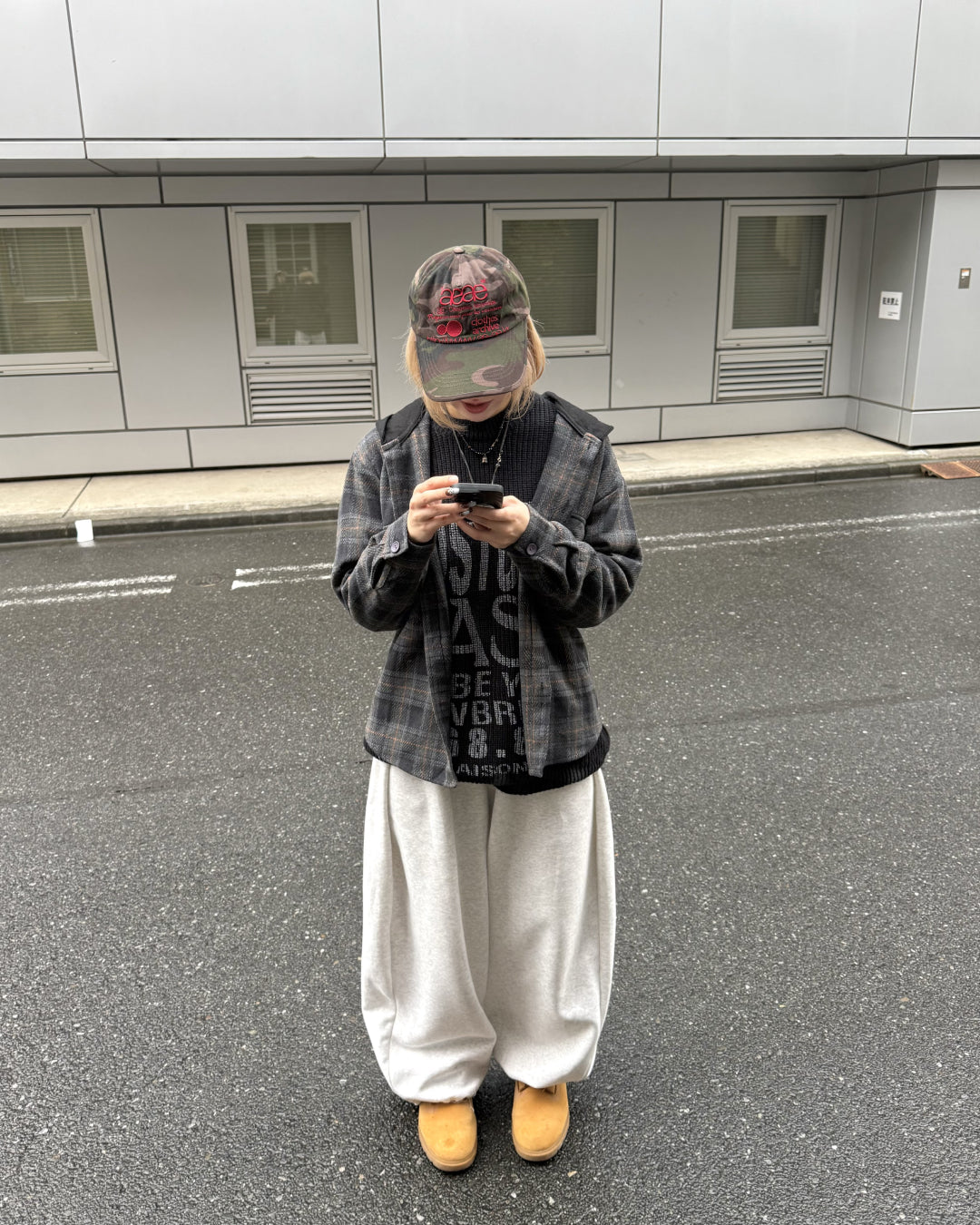 フードチェックシャツ KM1233