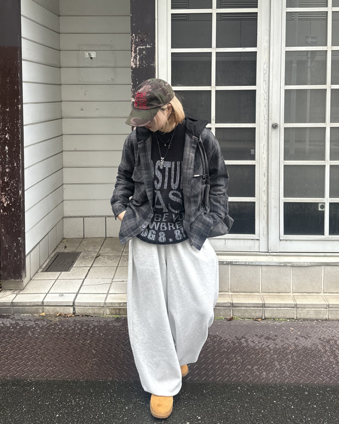 フードチェックシャツ KM1233