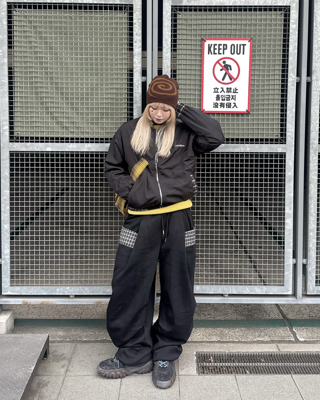 チェックフロントポケットスウェットパンツ KM1258