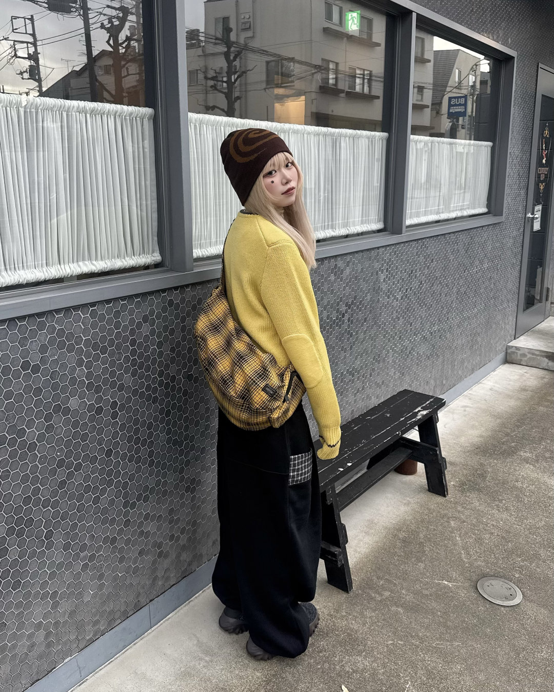 チェックフロントポケットスウェットパンツ KM1258