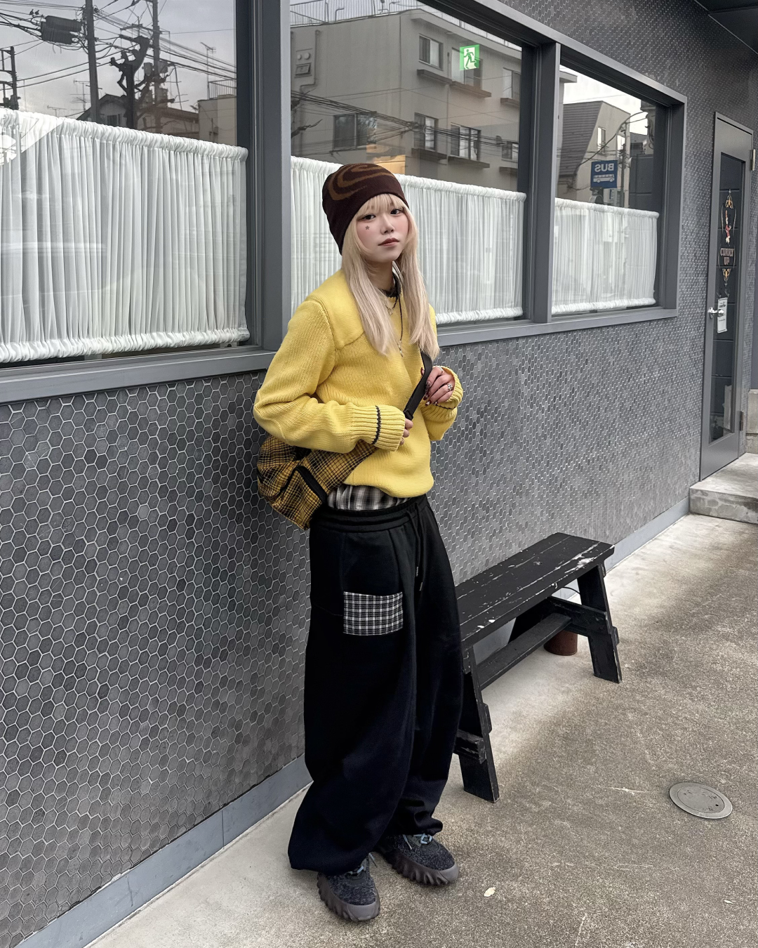 チェックフロントポケットスウェットパンツ KM1258