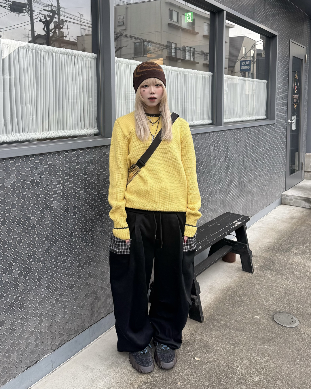 チェックフロントポケットスウェットパンツ KM1258