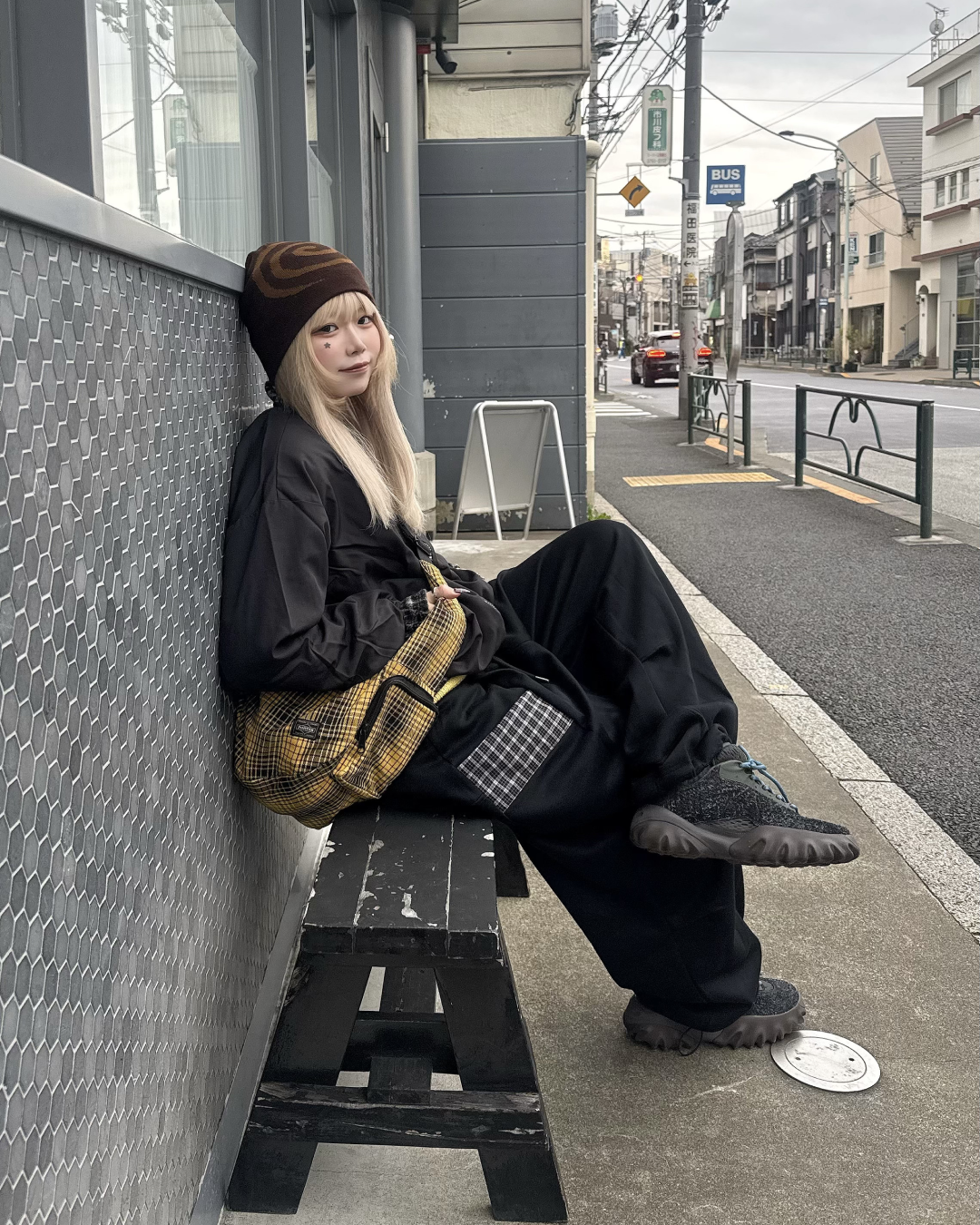 チェックフロントポケットスウェットパンツ KM1258