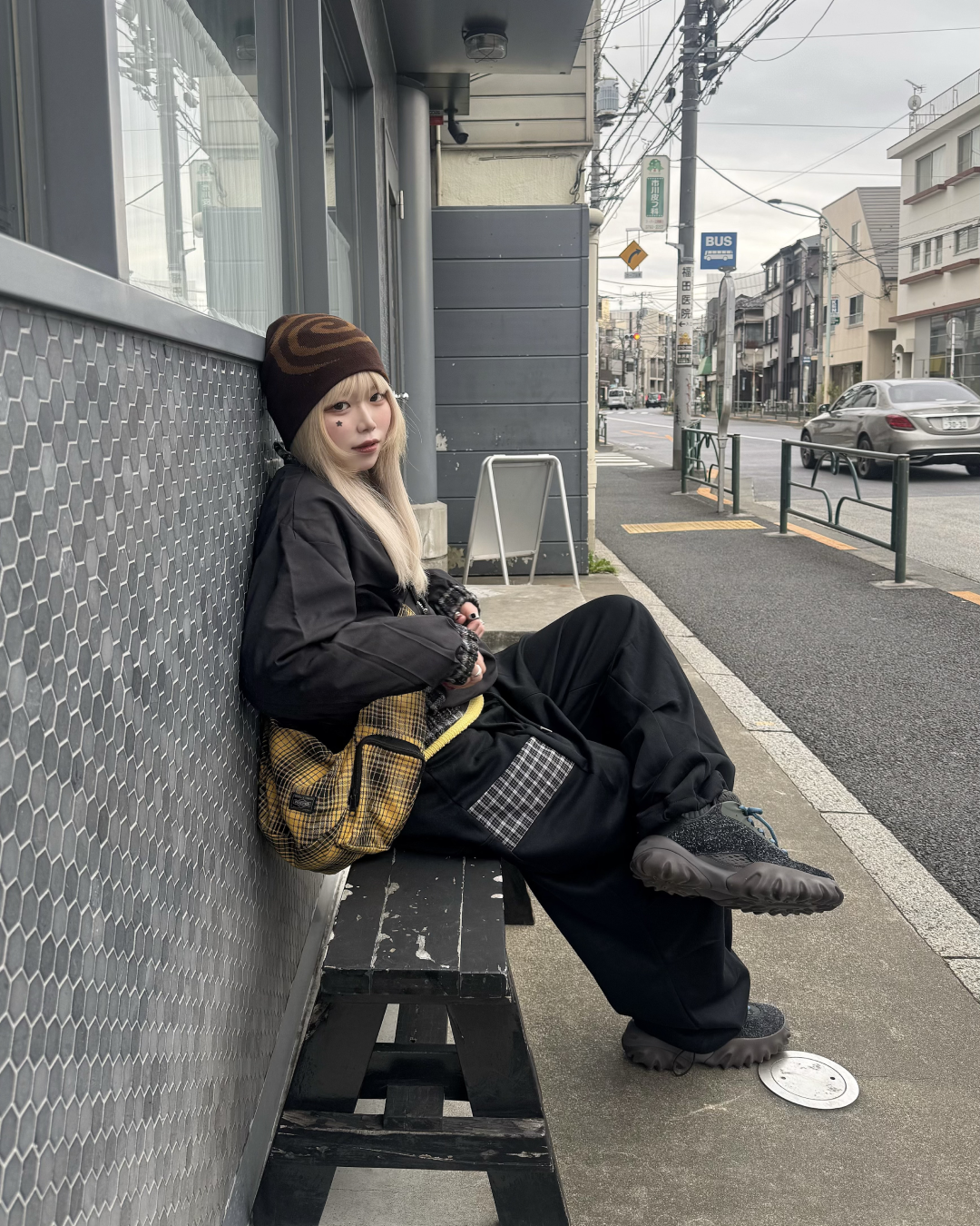 チェックフロントポケットスウェットパンツ KM1258