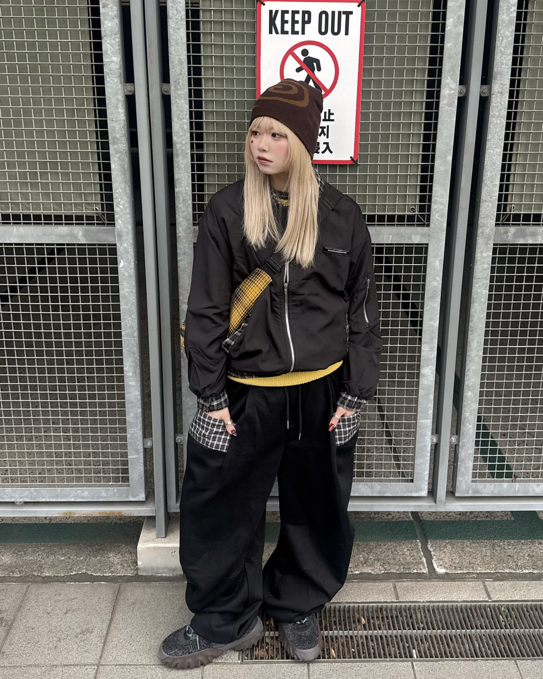 チェックフロントポケットスウェットパンツ KM1258