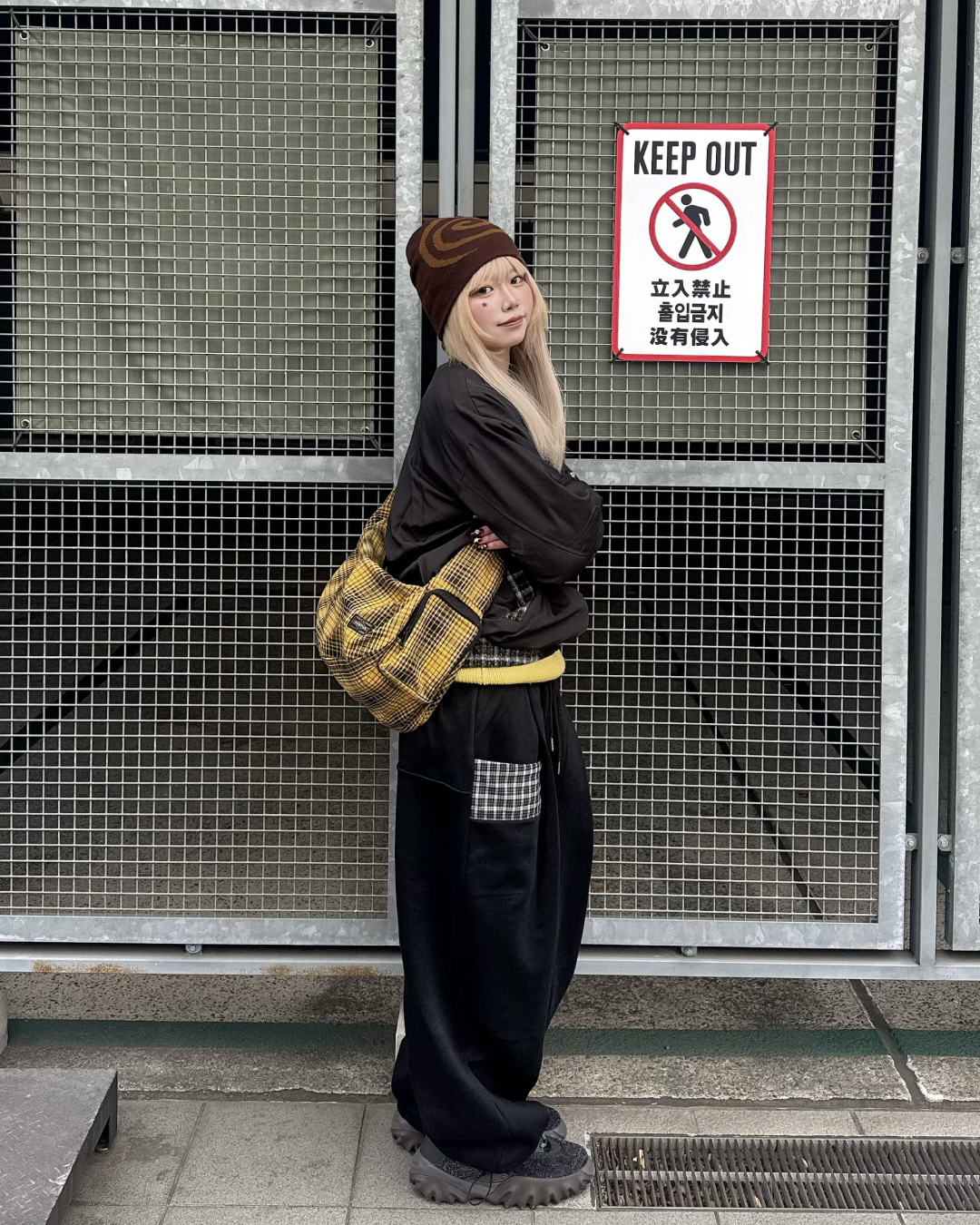 チェックフロントポケットスウェットパンツ KM1258