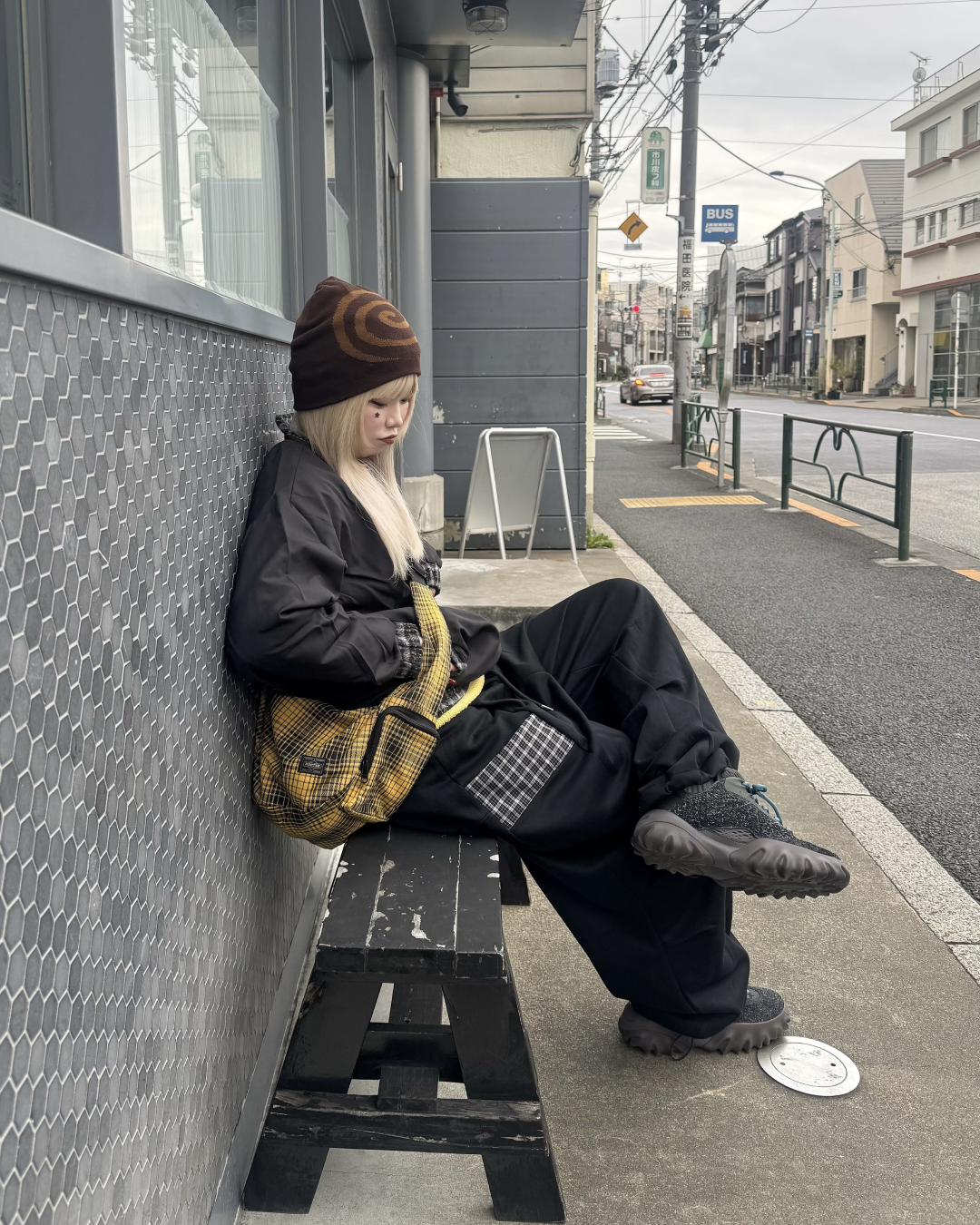 チェックフロントポケットスウェットパンツ KM1258