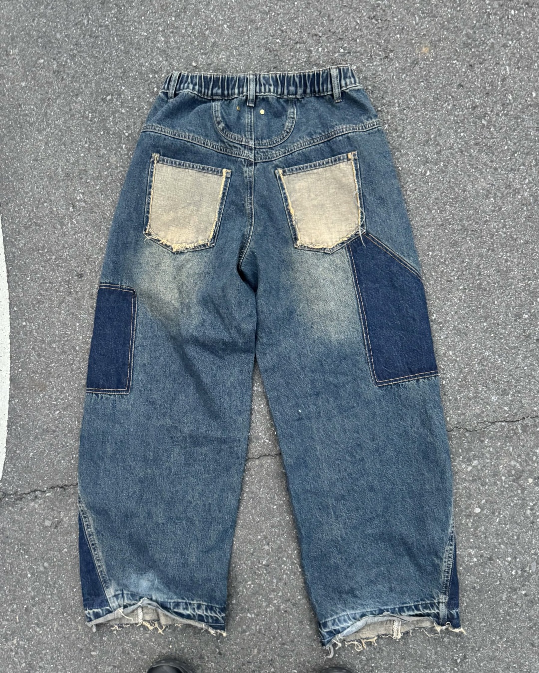 【即納】デザインフリンジデニムパンツ KM5005