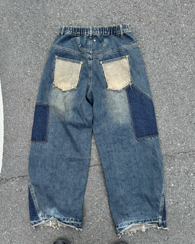 【即納】デザインフリンジデニムパンツ KM5005