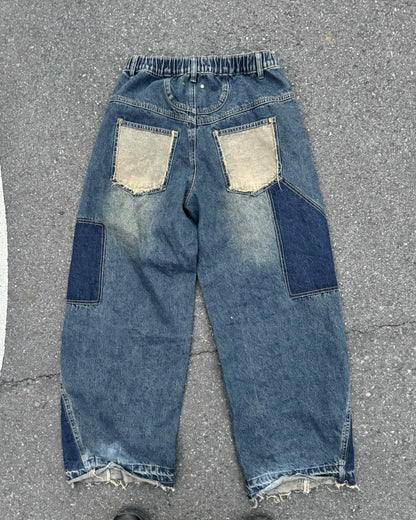 【即納】デザインフリンジデニムパンツ KM5005