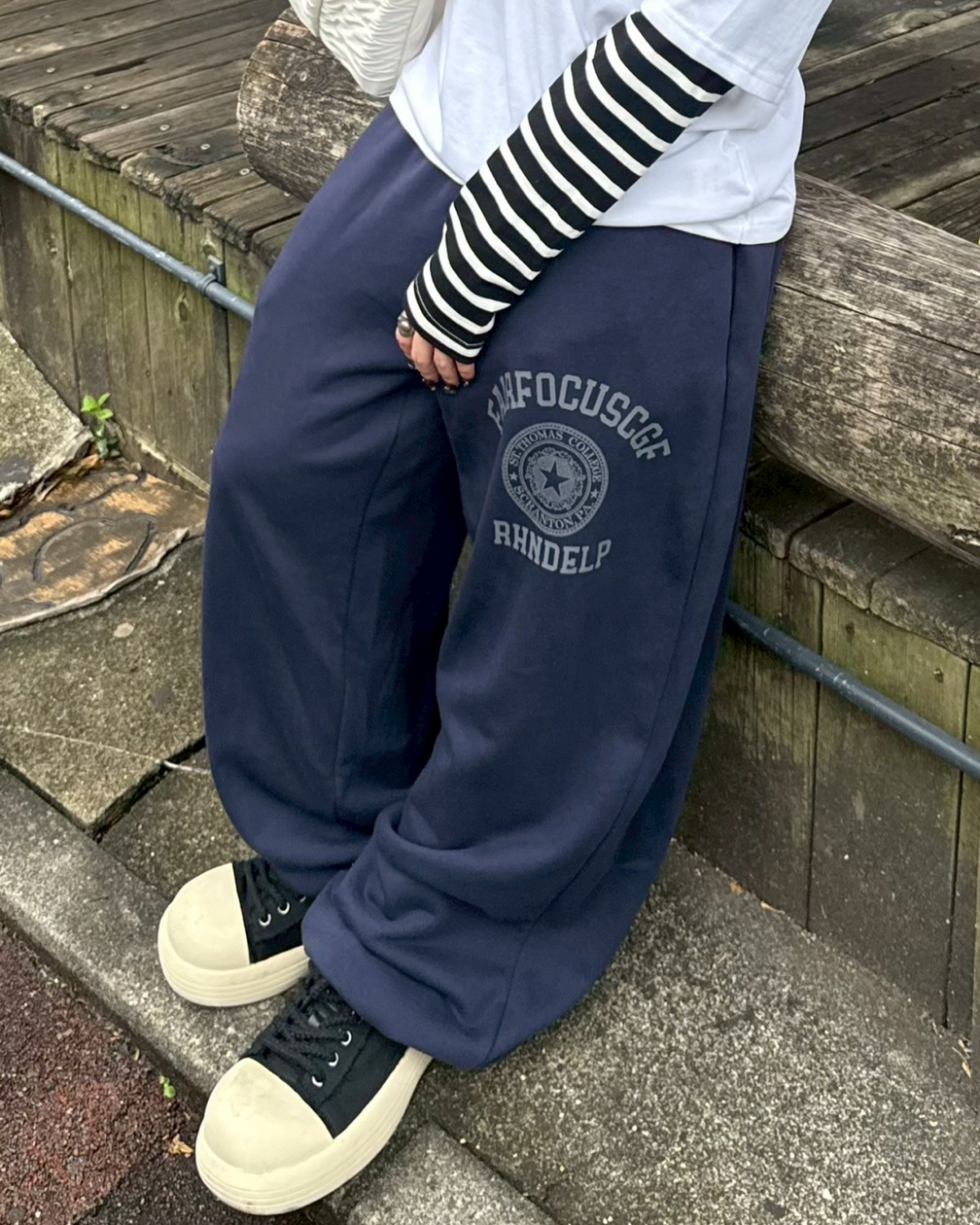 【即納】チェックレイヤードスウェットパンツ KM5006