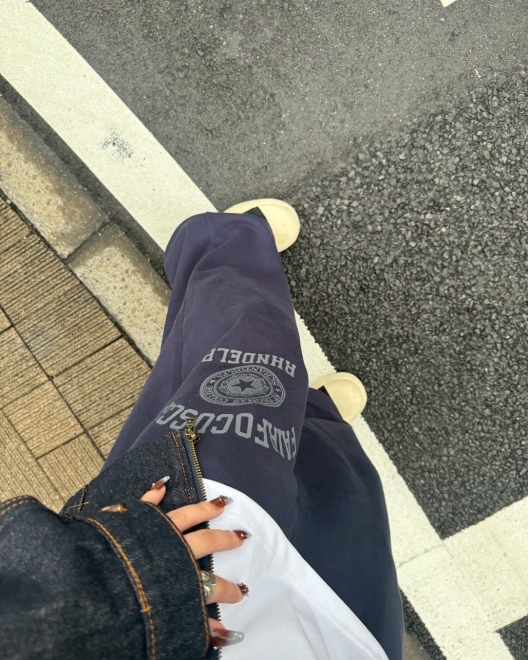 【即納】チェックレイヤードスウェットパンツ KM5006