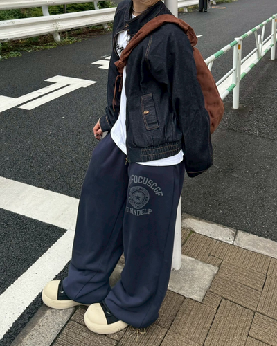 【即納】チェックレイヤードスウェットパンツ KM5006