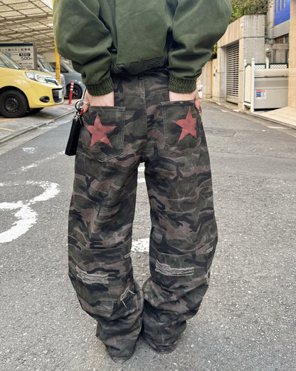 【即納】バックプリントスターカモパンツ  KM5007