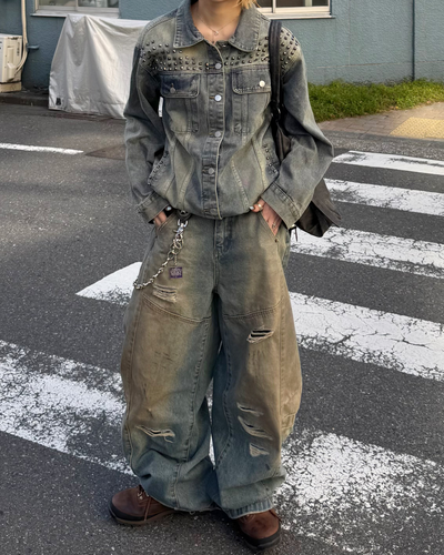 【即納】ヴィンテージダメージ加工デニム KM5008
