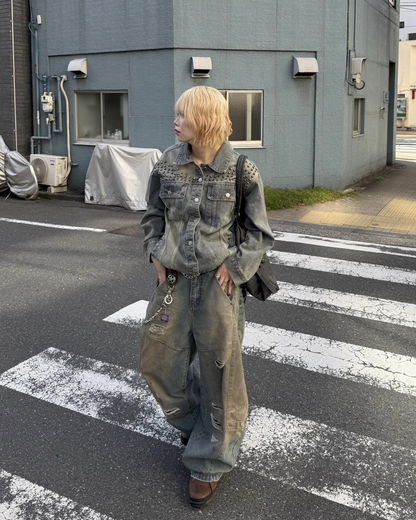 【即納】ヴィンテージダメージ加工デニム KM5008