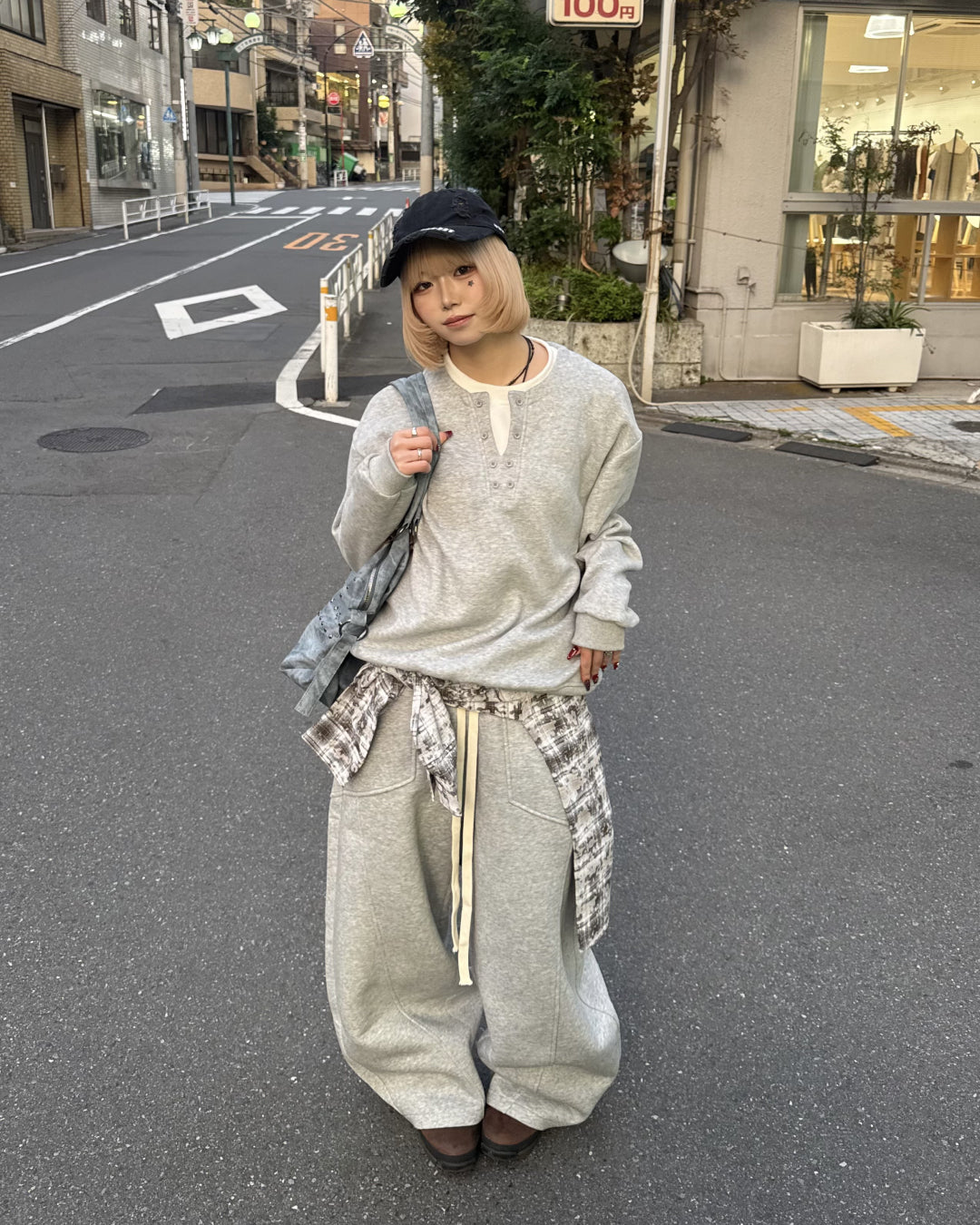 【即納】ヘンリーネックフェイクツーピーススウェット  KM5011