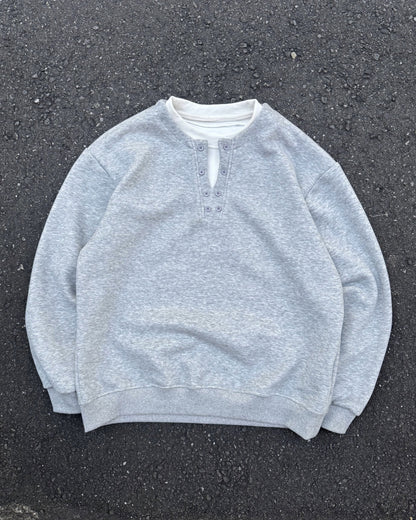 【即納】ヘンリーネックフェイクツーピーススウェット  KM5011