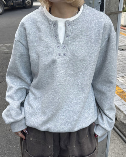 【即納】ヘンリーネックフェイクツーピーススウェット  KM5011