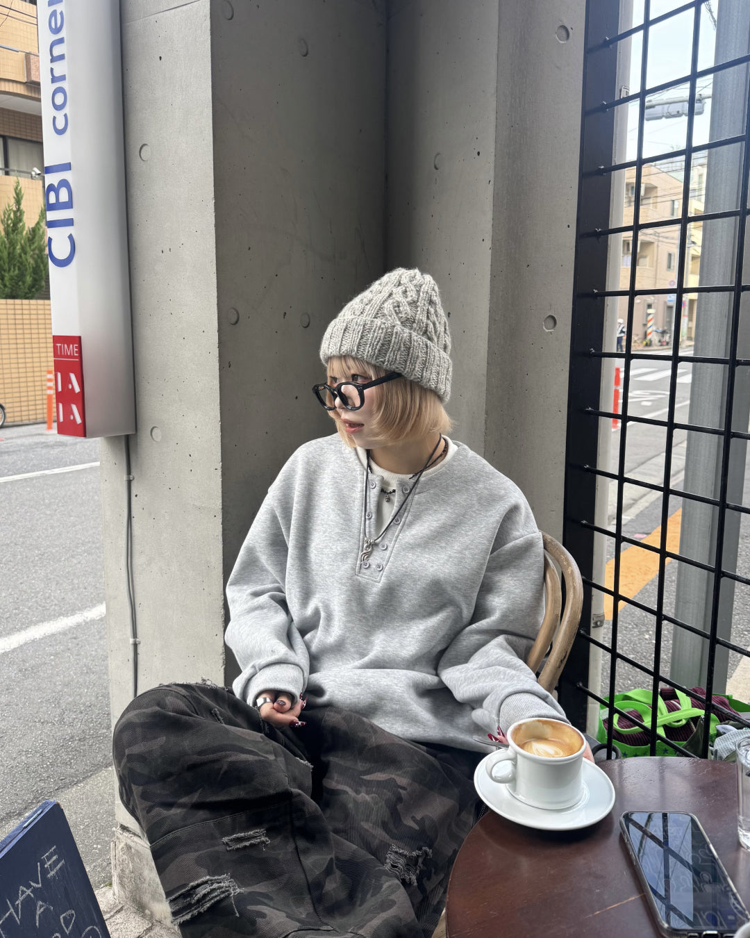 【即納】ヘンリーネックフェイクツーピーススウェット  KM5011