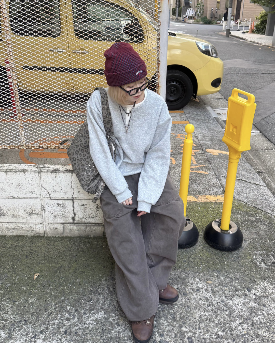 【即納】ヘンリーネックフェイクツーピーススウェット  KM5011