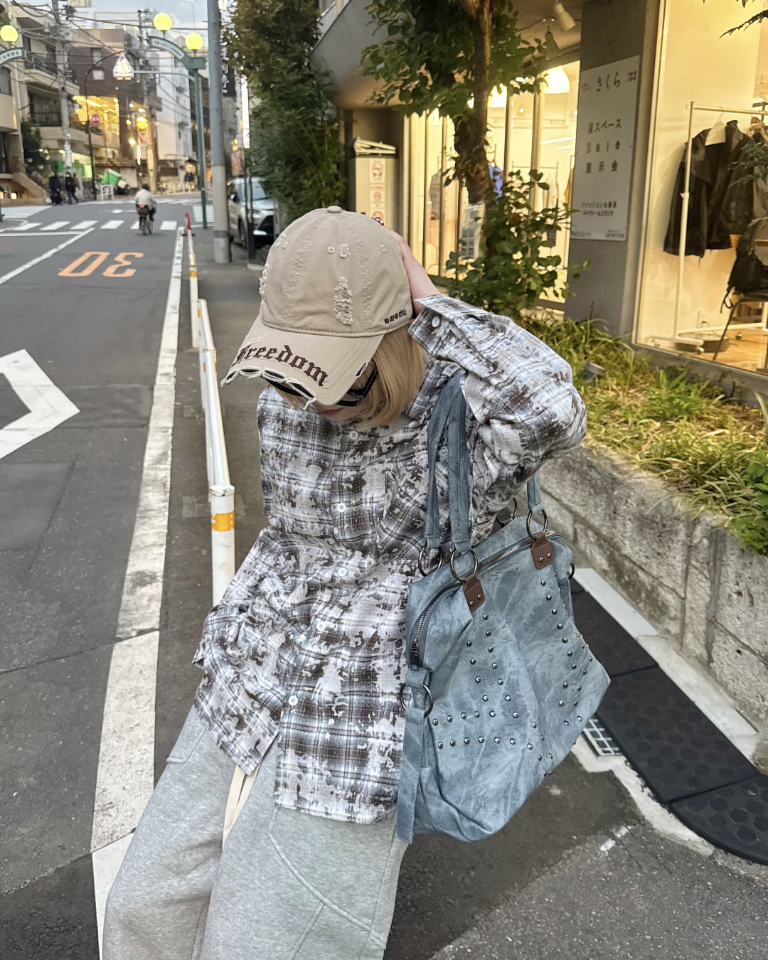 【即納】ペイント加工チェックシャツ KM5020