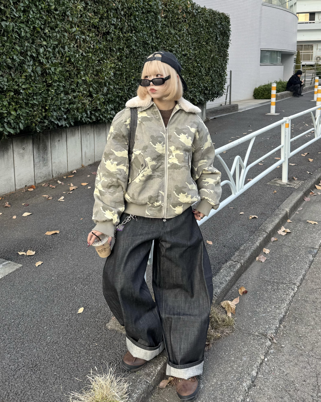 【即納】ファー襟カモフラージュジャケット KM5023